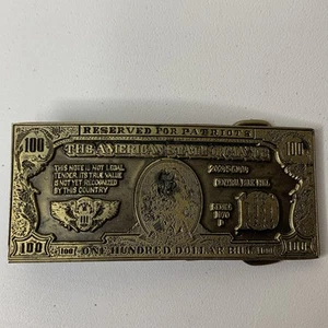 Vtg 1974 Lewis Buckle Co. Belt Chicago Reserved For Patriots “$100 Bill” - Picture 1 of 6