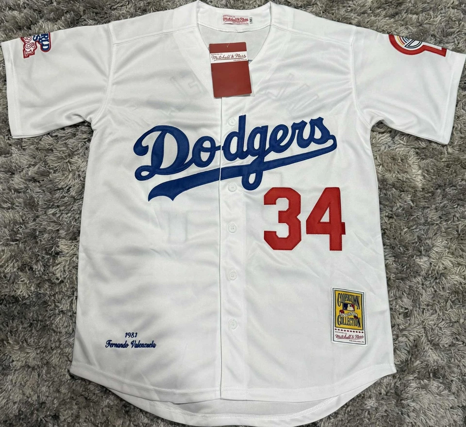 FERNANDO VALENZUELA #34 Los Angeles Dodgers World Series Baseball Jersey - Image 1 of 4