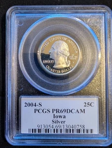 2004-S Iowa State Quarter, PCGS Graded, PR69, DCAM - Picture 1 of 2