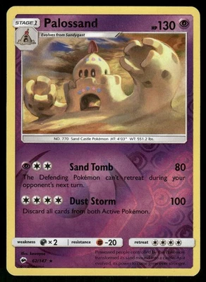 2017 Lightly Played Pokemon Palossand 62/147 Burning Shadows - Image 1 of 3