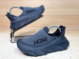 Hoka One One Trainers Mens Size UK 8.5 Restore TC Recovery Black Slip On Shoes - Picture 1 of 16
