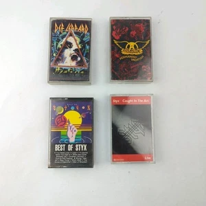 80’s Rock Cassette Lot (4) Def Leppard Aerosmith Styx Hair Band - Foto 1 di 10
