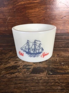 Vtg Old Spice Glass Wet Shaving Soap Mug Ship Brush Cup Shulton Razor Lather - Picture 1 of 9