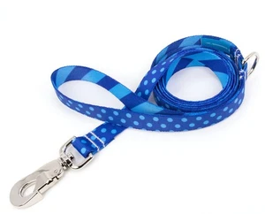 BLUE dots  3/4 inch dog leash high quality polyester fadeproof, made in USA - Picture 1 of 7