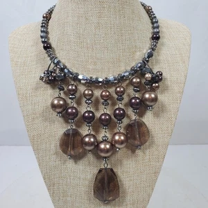 Vintage Erica Lyons Statement Necklace 20 Inch On Metal Spring - Picture 1 of 4