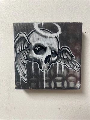 Calavera Con Alas Pintura Original Graffiti Arte Tatuaje Arte Arte Forastero Foto 1 de 4