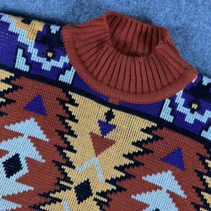 MC II Vintage Large Southwestern Knit Sweater Rust Gold Purple - Picture 1 of 6