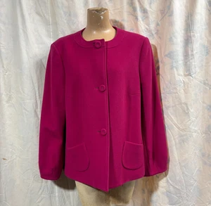 Vintage 1980s Bernard Zins for Saks 5th Ave Women's Wool Swing Coat Jacket Sz 14 - Picture 1 of 9