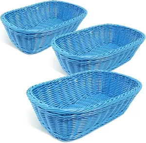 Hand Woven Waterproof Rectangular Basket, Dark Blue, Set of 3 - Picture 1 of 3