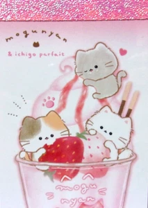 Mini bloc de notas Mogunyan Cat Strawberry Parfait KAMIO hecho en Japón - Imagen 1 de 4