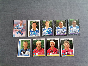 9 x Panini MSV Duisburg und Bayer 05 Uerdingen mit Autogrammen