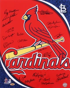 MINNIE MINOSO GAGLIANO TOLAN JOHNSON JAVIER TAGUCHI HERR+ SIGNED CARDINALS PHOTO - Picture 1 of 3