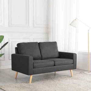 2-Sitzer-Sofa Dunkelgrau Stoff - Bild 1 von 7
