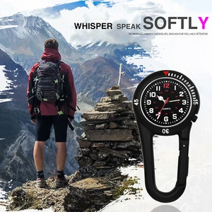 Outdoor Luminous 24Hr Fob Clip-on Carabiner Quartz Watch Backpack Belt Hiking - Picture 1 of 7
