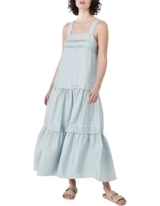 Witchery Light Blue Tiered Linen Blend Dress Size 8 midi - Picture 1 of 11