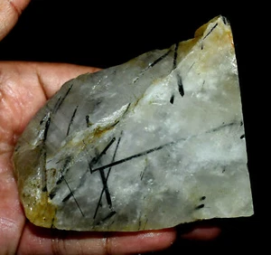 1833 Ct Natural Rutilated Crystal Inside Black Hair Translucent FACET Rough - Picture 1 of 3