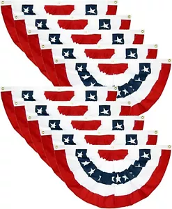 10 Pack USA Fan Flag 1.5x3 Feet American US Bunting Flags Half Fan Banner - Picture 1 of 7