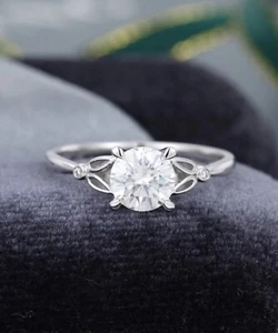 3 Stone Sterling Silver Moissanite Round Cut Engagement Ring For His Partner - Picture 1 of 5