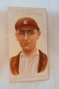 CAPSTAN - Vintage 1900's Cricket Card - J.N. Crawford - Surrey - Picture 1 of 4