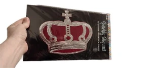 Silver Sequin Crown Iron On Transfer Plaid Sparkly Sequins Royal Red Cross NOS - Picture 1 of 7