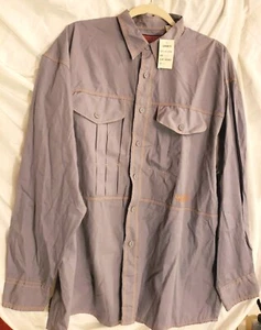 Sonneti Camicia Manica Lunga Uomo Bottone Punto Dettagli Tucks Collo Blu Large - Foto 1 di 14