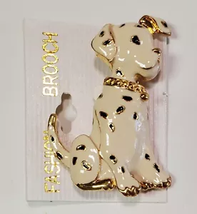Vintage Emaille dalmatinisch 2" Brosche Pin gefleckte Flecken Hund Neu aus altem Lagerbestand - Bild 1 von 3