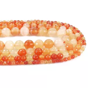 Cuentas espaciadoras redondas facetadas de piedra cornalina natural 15,5"" 4 mm 6 mm 8 mm 10 mm - Imagen 1 de 5