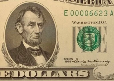 NQC Fr 1969-E 1969 $5 FRN Superb Gem Unc 67 EPQ (Low Serial Number 6623) - Image 1 of 3