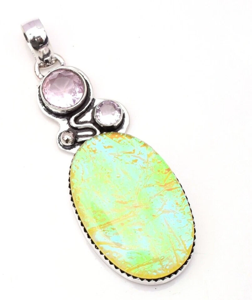 Ciondolo gioiello fatto a mano in argento sterling 925 pietra preziosa opale ... - Immagine 1 di 4