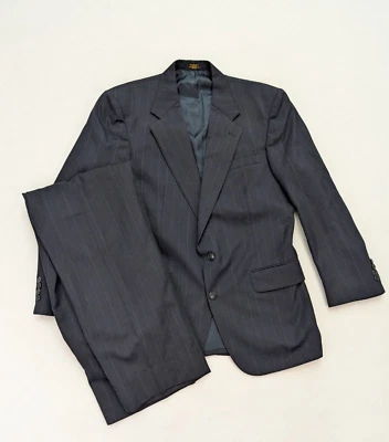 Traje de hombre Stafford talla 41R azul a rayas mezcla de lana pantalones talla 30 x 28,5 Foto 1 de 4