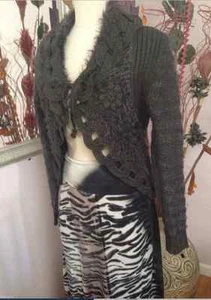 New Moon River Cardigan Mantel mit Zopfmuster, S M L, anthrazit - Bild 1 von 4