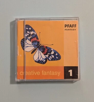 Tarjeta bordada de fantasía creativa Pfaff #1 - Dinosaurio mariposas florales - Costura Foto 1 de 4