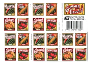 Pane of 20 Summer Harvest Stamp For Vintage Party Celebrations #5004-07 - Picture 1 of 2