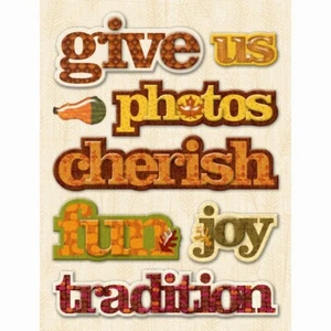 K&Company Herbst Ernte Worte selbstklebende Spanplatten Aufkleber - Bild 1 von 1