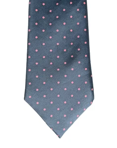 St Michael mens silk tie Polka dot vintage 1970s Marks and Spencer grey and pink - Picture 1 of 4
