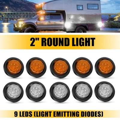 10x Marcador Lateral LED Ámbar Blanco Luces Liquidación Luz Camión Remolque Impermeable Foto 1 de 4