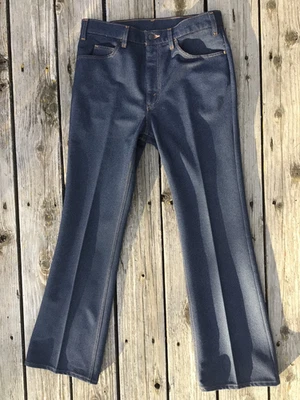 Vtg USA Made 70s LEVI’S 517 Orange Tab Denim Blue Polyester Jeans Talon42 Zipper - Image 1 of 4