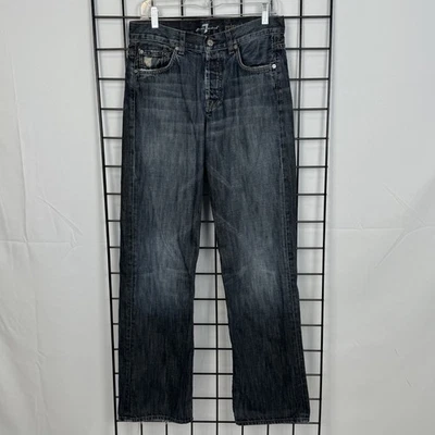 7 For All Mankind Relaxed Straight Leg Jeans Mens 30x34 Blue Button Fly Denim - Image 1 of 4