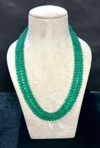 Lab Grown Emerald Melon Necklaces Carved Melon 5 mm 2 Line - Picture 1 of 6