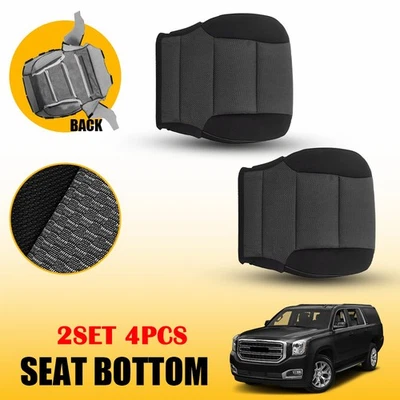 4PC Driver Passenger Bottom Cloth Seat Cover For 14-19 Chevy Silverado 1500 2500 - Image 1 of 4