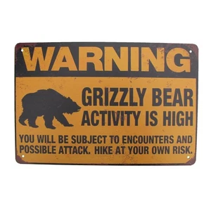 Metall Grizzlybär Aktivität Warnung Vorsicht Wandschild Outdoor Hütte Garage Dekor - Bild 1 von 6