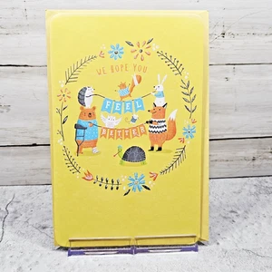 American Greetings Get Well Karte 6x8 gelbe Waldtiere von uns Glitzer - Bild 1 von 8