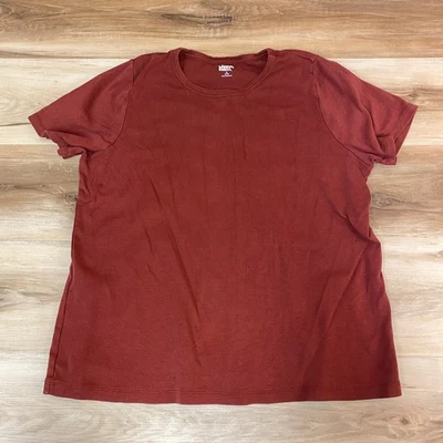 Lands End 1X Brick Red Crew Neck Short Sleeve T Shirt Top Plus Size Cotton - Image 1 of 4