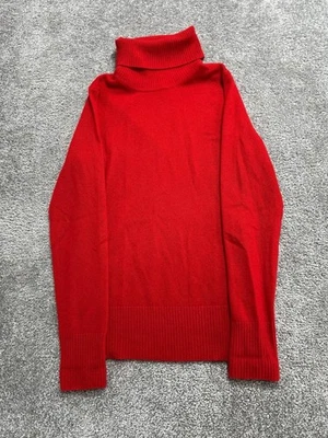 Suéter J Crew Divina Mujer Pequeño Rojo Cachemira Acanalado Tejido Cuello Alto Acogedor Foto 1 de 4