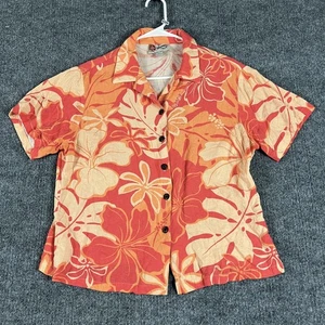 Hilo Hattie Hawaiian Shirt Womens Large Floral Rayon Made in Hawaii Aloha Island - Picture 1 of 10