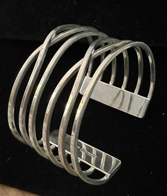 Vintage Silpada Criss Cross Cuff Bracelet 925 Sterling Silver B1229 46 Grams - Image 1 of 4