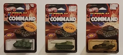 Lote de 3 Hot Wheels Action Command Big Bertha 1984 - Super Cannon - Command Tank Foto 1 de 4