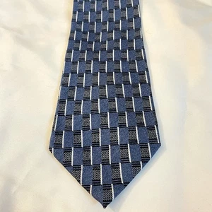 Andrew Fezza Blue Geometric Necktie Handmade Silk - Picture 1 of 4