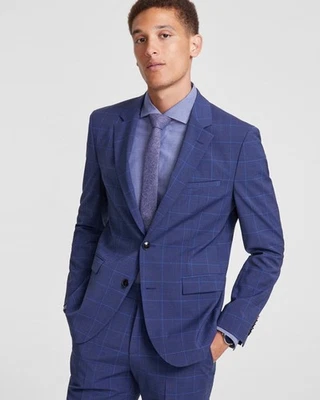 $445 BRAND NEW HUGO BOSS Mens 38R Blue Check Blazer Sport Coat Suit Jacket - Image 1 of 4