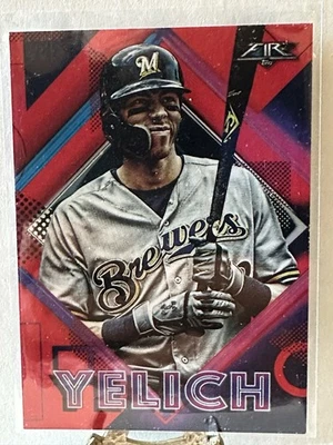 Christian Yelich 2020 Topps Fire RED FLAME PARALLEL Card #198 BREWERS - Image 1 of 2